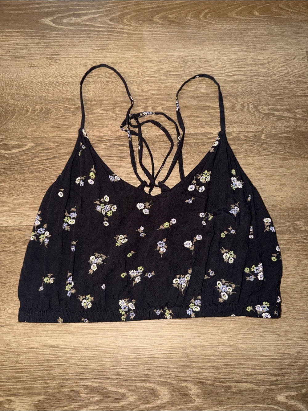 RVCA black floral crop top